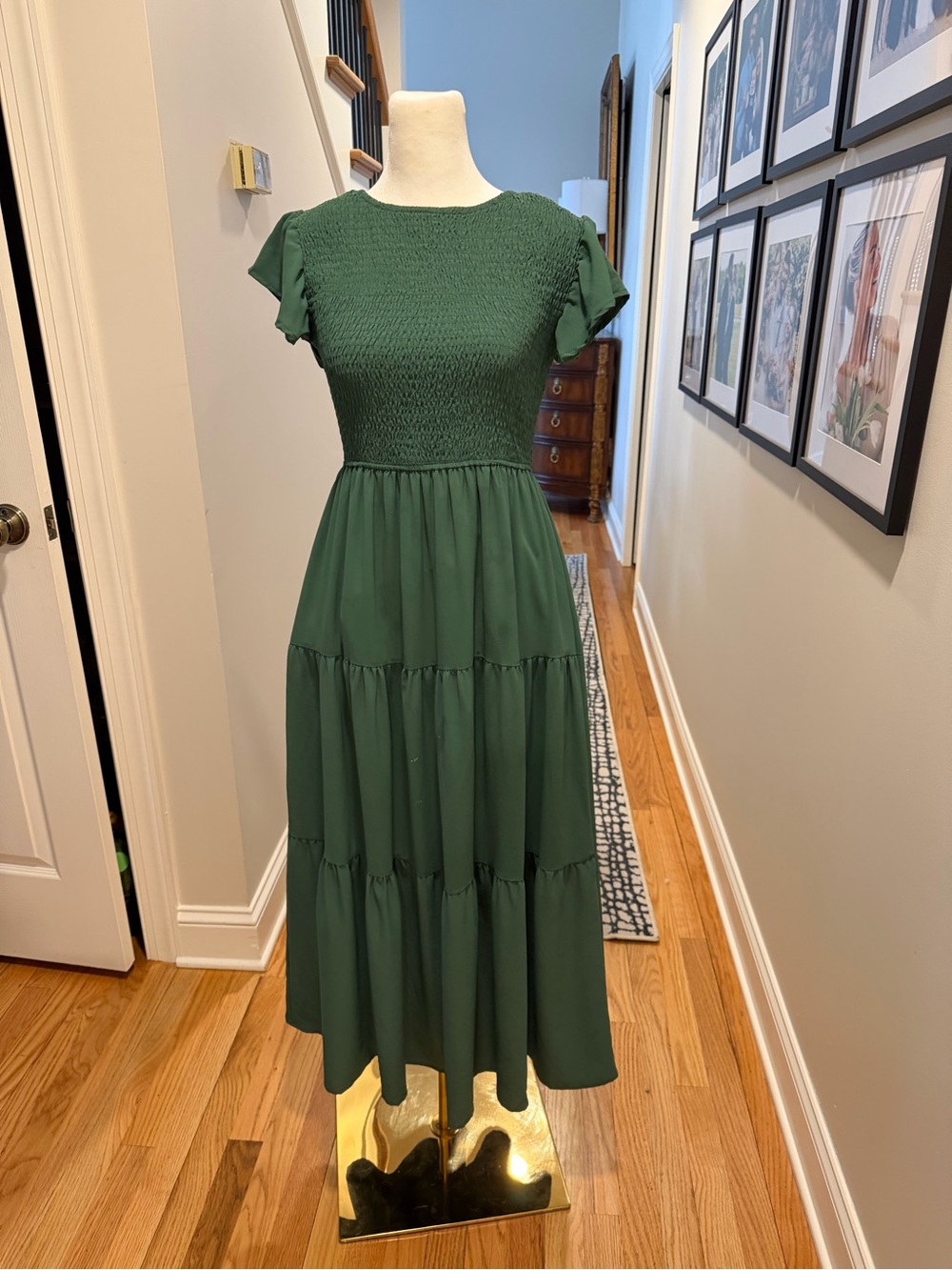 Green Smocked Tiered Maxi Dress - Unbranded
